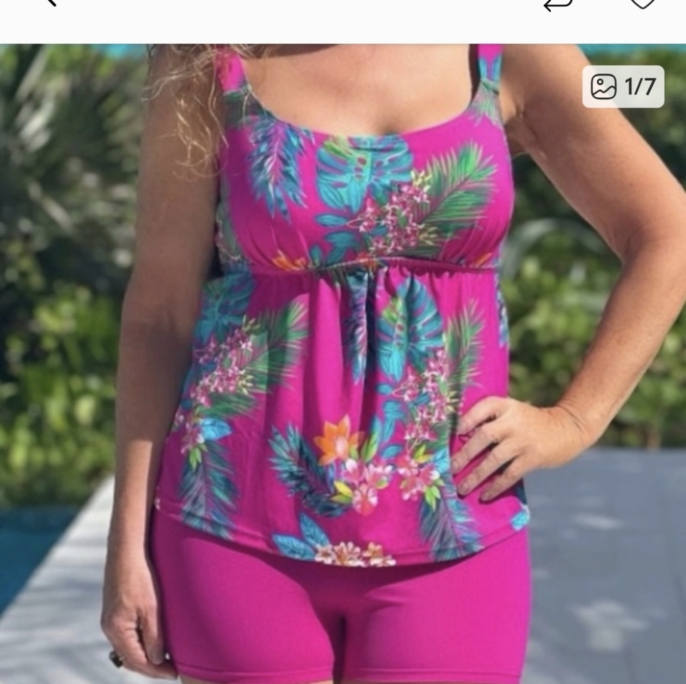 Floral Tankini Set with Pink Shorts